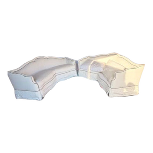 Late 20th Century 2 Ebanista “Vienna” Angled Sofa Upholstered in Linen Fabric, Made in Los Angeles
