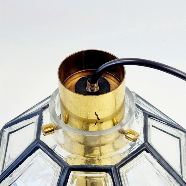 Metal Mid-Century Glass and Brass Pendants from Limburg, Germany, 1960s-1970s, Set of 2 For Sale - Image 7 of 13