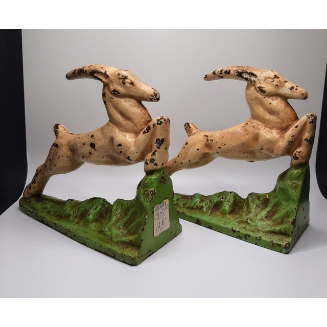 **Hubley Cast Iron Leaping Gazelle Bookends** These hand-painted, original bookends are hard to find and feature Art Deco...