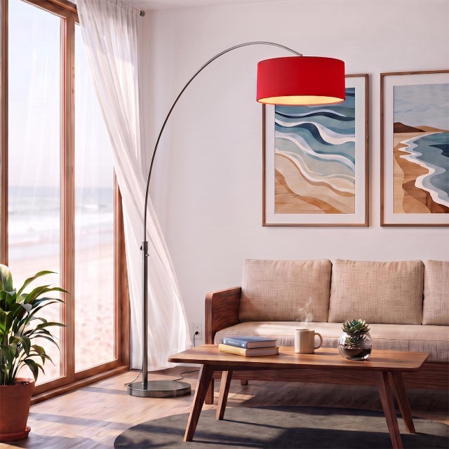 Designed by Peter Morelli in 1960, the Float Arc Lamp is a modern masterpiece featuring a black nickel steel body and a...