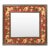 Contemporary Folk Art Hand-Painted Wood Wall Mirror With Red Floral Border For Sale
