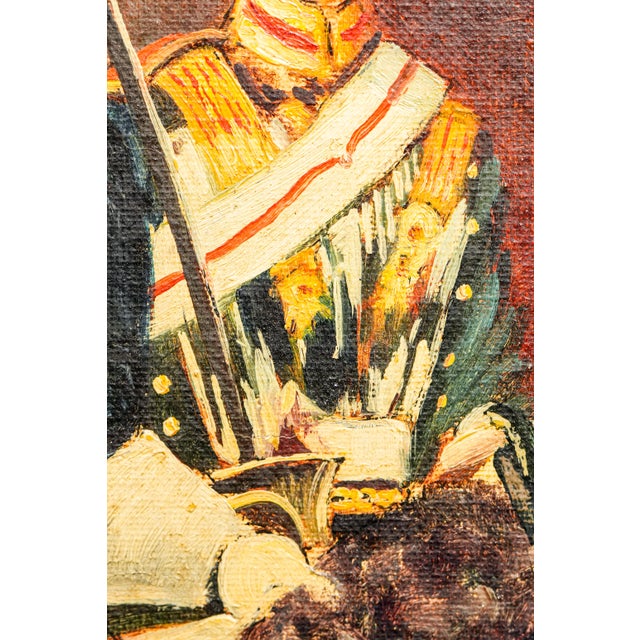 Brown 1930s Stately Ceremonial Guard British Military Soldier on Horse Royal Mews Oil Painting Art Home Wall Decor For Sale - Image 8 of 14