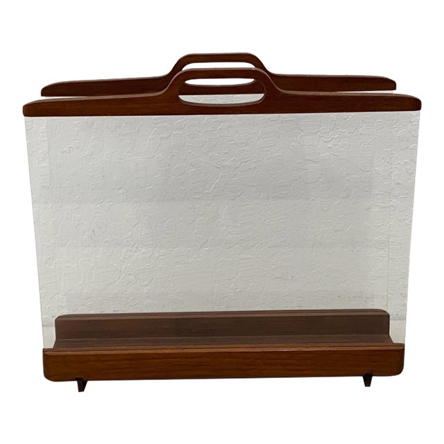 Ernest Sohn Siamese Teak & Acrylic Magazine Holder C.1960 For Sale