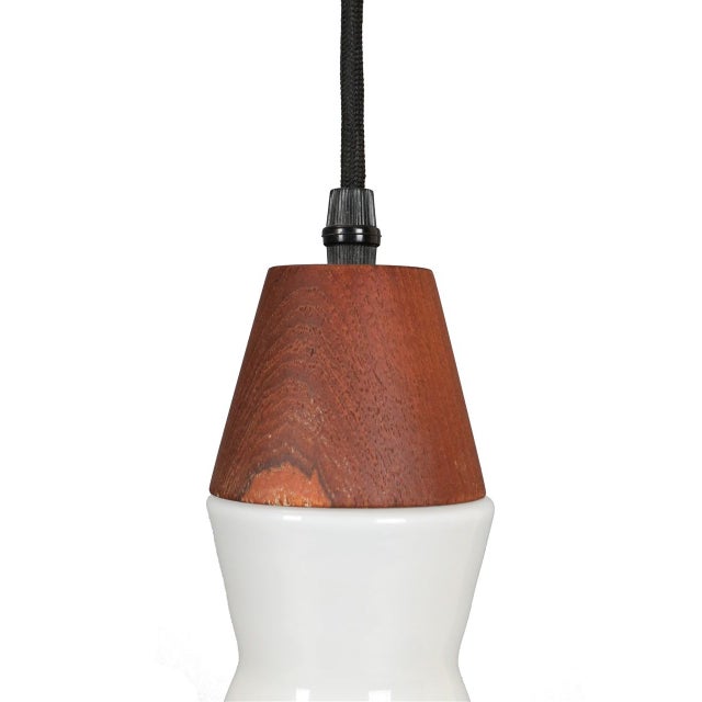 Mid-Century Modern Danish Glass and Teak Pendant Lamp, 1960s For Sale - Image 9 of 13