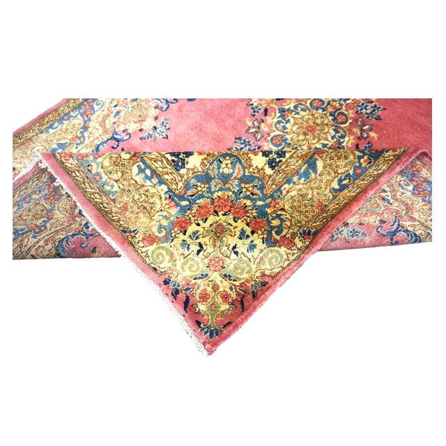 Textile Antique Persian Kerman Wool 4x6 Rose, Blue & Ivory Handmade Area Rug #9902283 For Sale - Image 7 of 7