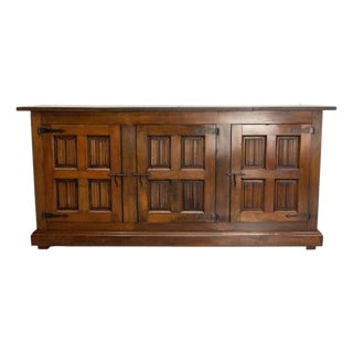 Spanish Credenza in Oak and Wrought Iron, 1960 For Sale