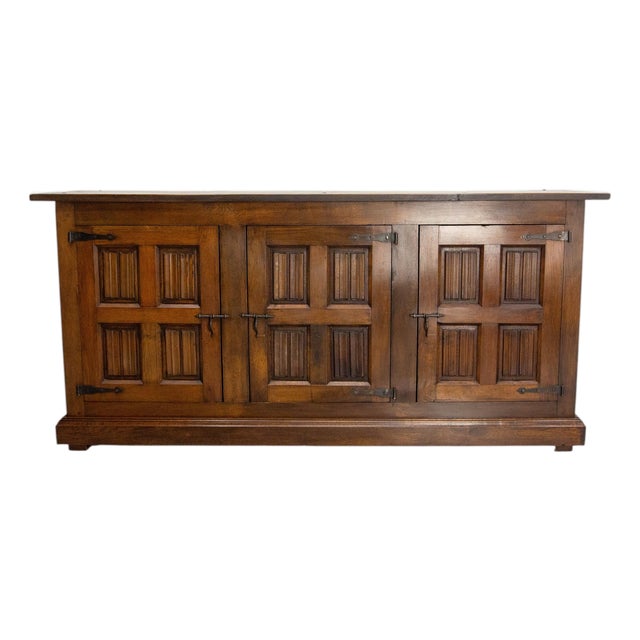 Spanish Credenza in Oak and Wrought Iron, 1960 For Sale