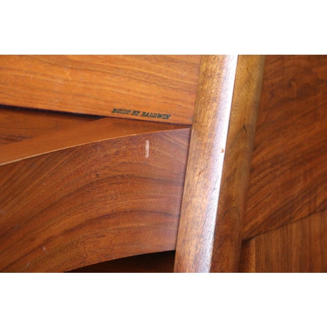 Mid-Century Modern Mid-Century Modern Baldwin Acrosonic Walnut Upright Piano With Cane Panels, Circa 1960s For Sale - Image 3 of 18