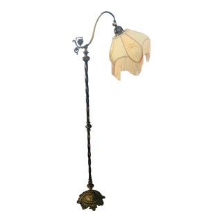 Bridge Arm Antique Brass Boudoir Lamp For Sale
