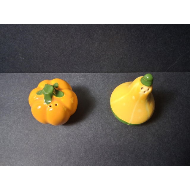 Vintage 1980s "Shades of Autumn" Ceramic Gourd & Pumpkin Salt & Pepper Shakers - A Pair For Sale - Image 4 of 10