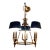 1980s Bouillotte Style Brass 3 Arm Chandelier With Green Tole Shades by Lightolier For Sale