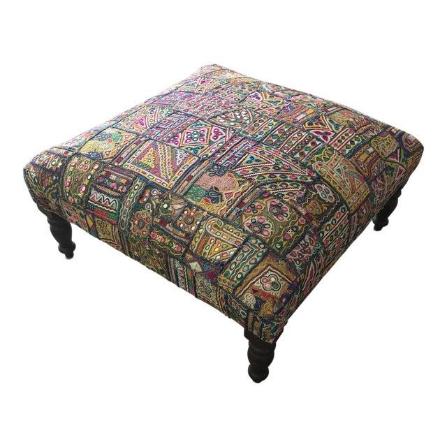 Vintage Hand Embroidered Bohemian Ottoman Chairish