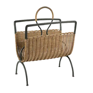 Stitched Leather Magazine Rack by Jacques Adnet, 1950s