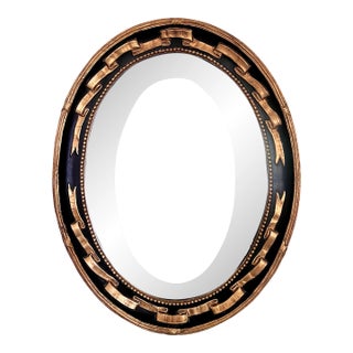 Friedman Brothers Traditional Gold & Black Regency Ebonised Oval Wall Mirror, Decorative Arts Inc For Sale