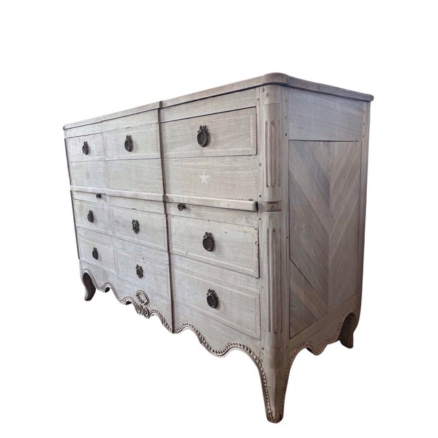 Louis XVI chest of drawers hand-made in France in the mid 1800s using walnut for both the case as well as the veneer. This...