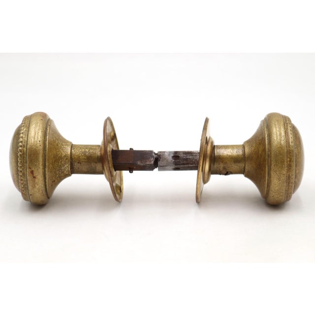 Traditional Traditional Cast Brass 2 In. Beaded Door Knobs For Sale - Image 3 of 6