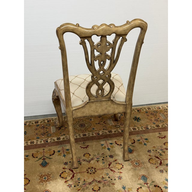 Maitland Smith Trellis Print Chippendale Style Arm Chair For Sale - Image 9 of 12