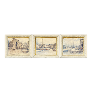 1950s Mid-Century Modern Hugh Frank Wagner Paris Landmark Triptych Framed Lithographs - Set of 3