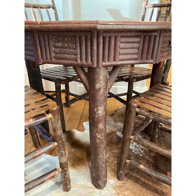 1950s Vintage Hickory Furniture Adirondack Game Table and 4 Chairs