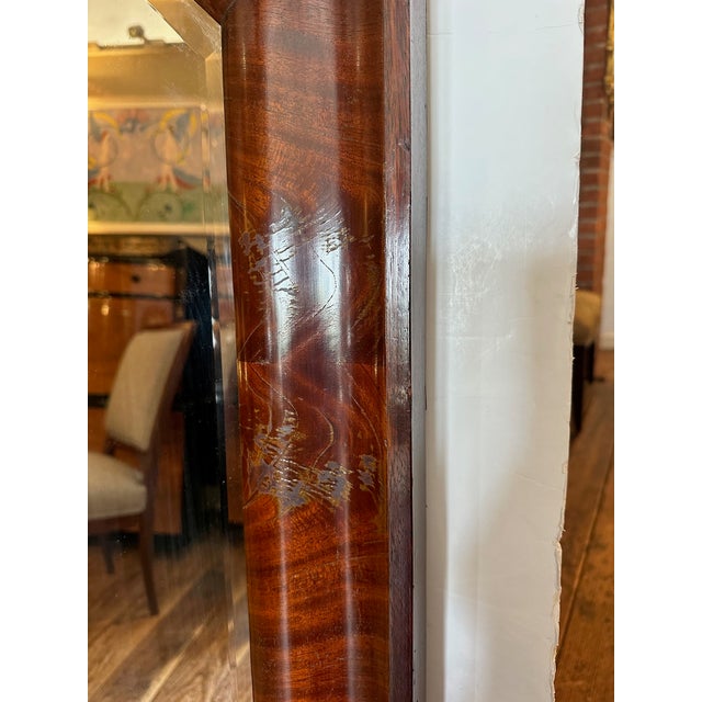 Traditional 19th Century Large Crotch Mahogany Octagonal Empire Mirror For Sale - Image 3 of 12