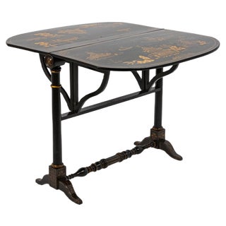 19th Century Chinese Black Lacquered Wood Leaf Table For Sale