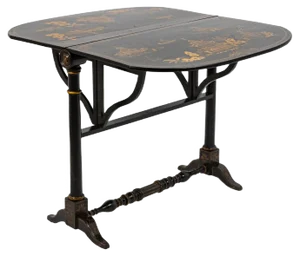 19th Century Chinese Black Lacquered Wood Leaf Table