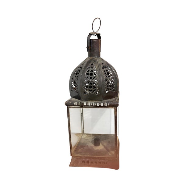 1980s Vintage Moroccan Glass and Metal Lamp 22" H For Sale - Image 5 of 6