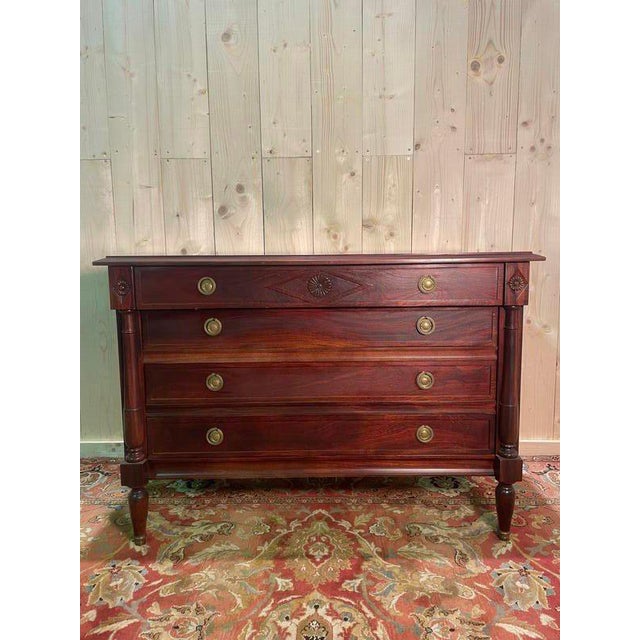 Brown Empire Style Chest of Drawers in Mahogany For Sale - Image 8 of 8