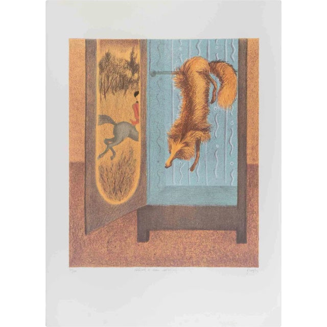 Enrico Benaglia, The Fox, Lithograph, 1990s For Sale