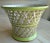 Italian Green and White Palm Beach Style Ceramic Cache Pot Planter For Sale - Image 4 of 7