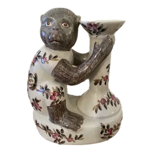 Late 20th Century Porcelain Monkey Candleholder