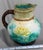 Victorian Antique Majolica Water Pitcher Samuel Lear Pond Lily Rope C 1875 Hand Painted Hanley England English Polychrome Twig Form Raised Decorations For Sale - Image 3 of 9