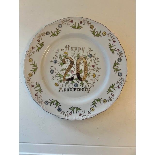 Ceramic Vintage Happy 20th Anniversary, Silver Plate For Sale - Image 7 of 7