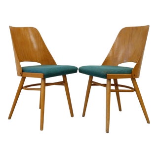 1970s Pair of Vintage Mid Century Modern Czech Dining Chairs For Sale