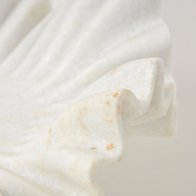 Luxe Carved Marble Ruffle Bowl on Pedestal 12" For Sale - Image 9 of 18