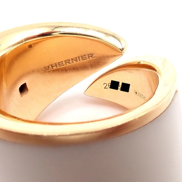Vhernier 1990s Vhernier Rose Gold Vague Crossover Camuration Cacholong Ring Sz 6 For Sale - Image 4 of 16