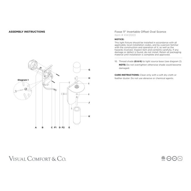 Kelly Wearstler for Visual Comfort Signature Fosse 11" Invertable Offset Oval Sconce in Antique-Burnished Brass with Alabaster For Sale - Image 13 of 13