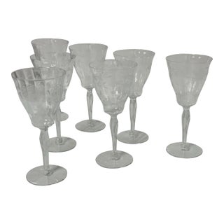 Mid 20th Century Libbey Rock Sharpe Wine Goblets, Set of Seven For Sale