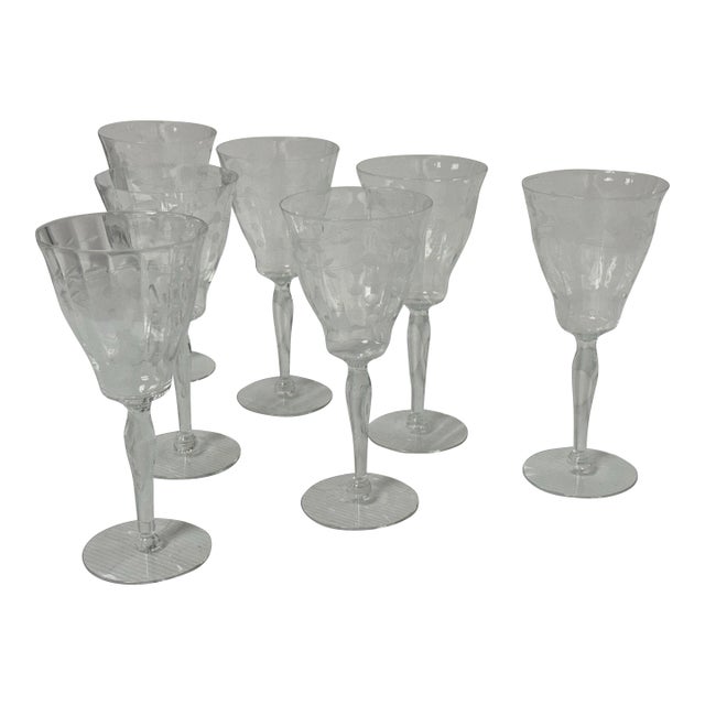 Mid 20th Century Libbey Rock Sharpe Wine Goblets, Set of Seven For Sale
