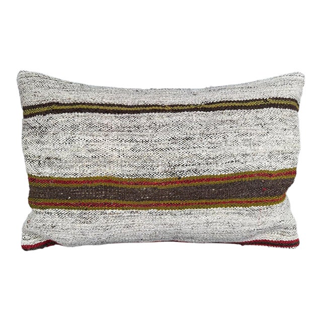 Turkish Hemp Pillow Cushion Natural Beige Brown Pillow Cushion Cover 16" x 24" For Sale