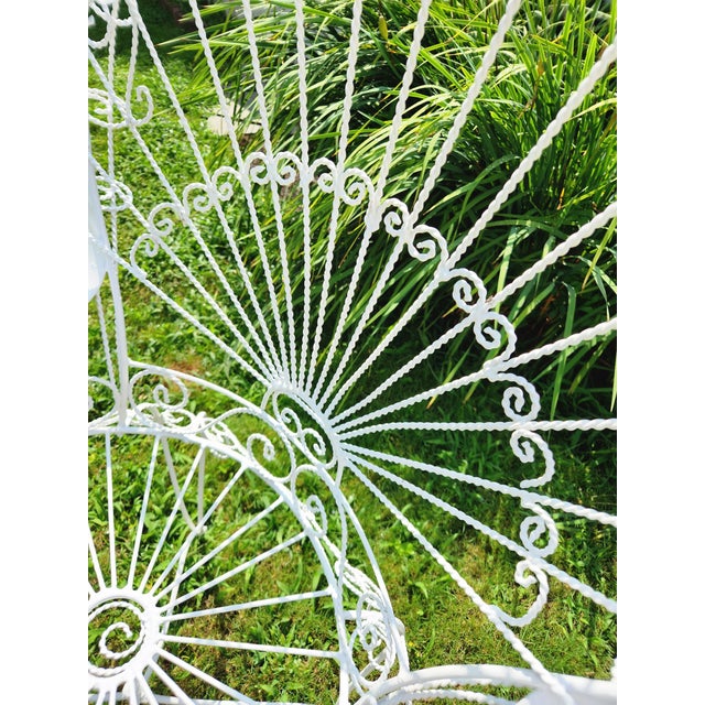 Vintage White Twisted Metal Peacock Chair For Sale - Image 9 of 10
