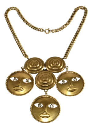 Joseff of Hollywood Moon God Gold-Plated Necklace With Rhinestone Eyes