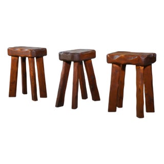 Vintage Brutalist Stools, 1950s, Set of 3 For Sale