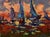 Oil Painting Sailboats and Orange Sunset Oleksiy Ivanyuk For Sale