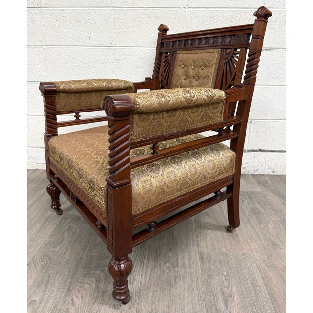 Late 19th Century Antique Victorian Eastlake Library Chair Lounge Chair Armchair For Sale - Image 5 of 16