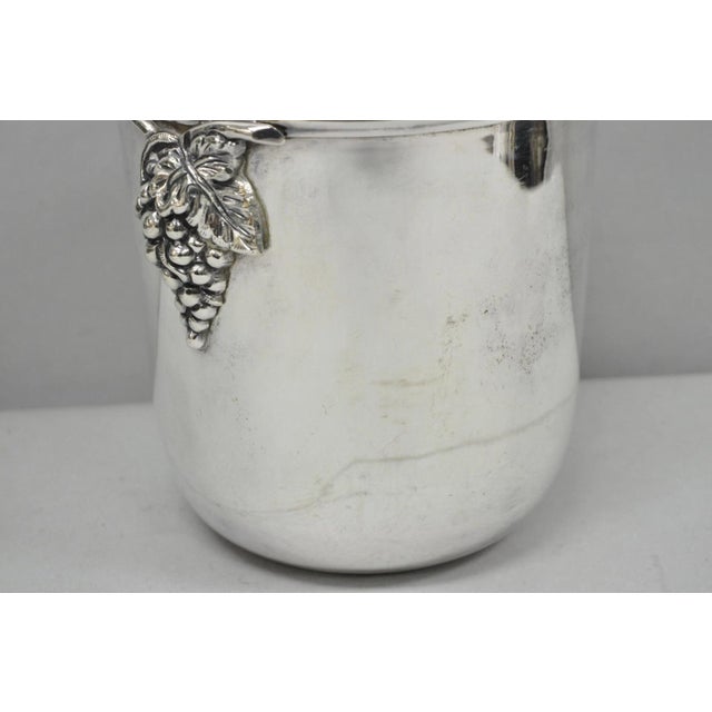 Metal Vintage Mid Century Silver Plated Grapevine Cluster Champagne Chiller Ice Bucket For Sale - Image 7 of 12