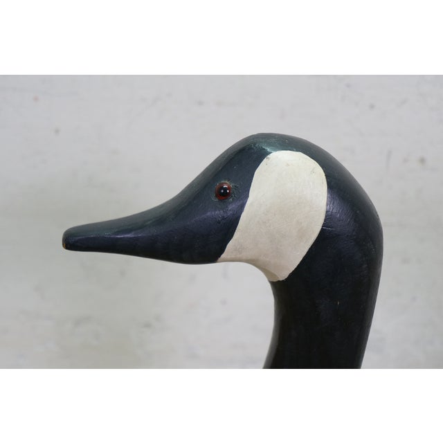 Vintage Hand Carved Wood Crane Egret Wading Bird Sculpture Folk Art Decoy 14" For Sale - Image 9 of 12