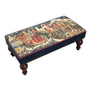 Knights of King Arthur Upholstered High Stool (Red Velvet Border Not Blue, as Shown) For Sale