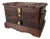 Vintage Hand Carved Imported Mahogany With Brass Inlay Jewelry Box For Sale