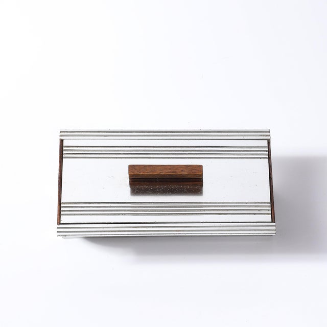 Art Deco Machine Age Cigarette Box in Aluminum & Walnut Signed Kensington For Sale - Image 14 of 14
